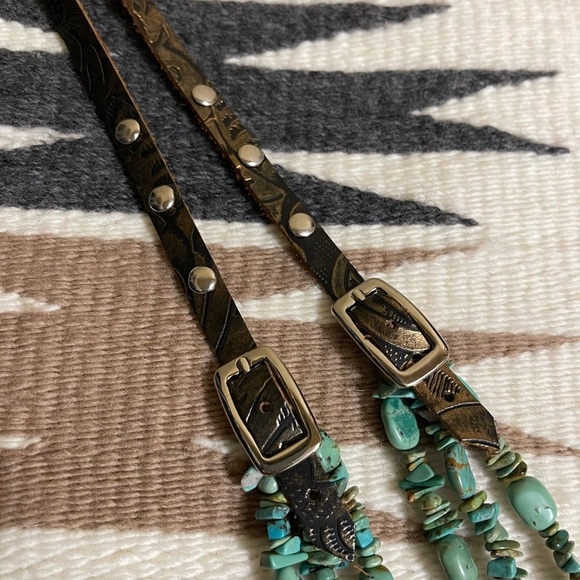Turquoise and Leather Necklace handmade by a talented artist. - Picture 3 of 6